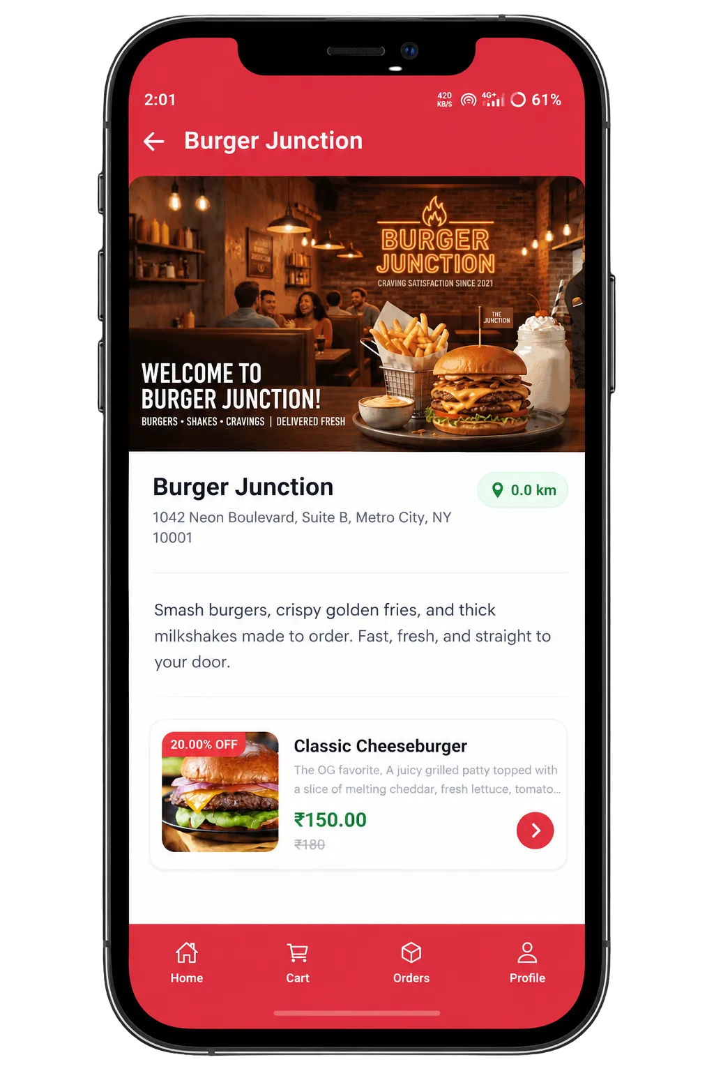 Bitezor Food Delivery App - Product Selection