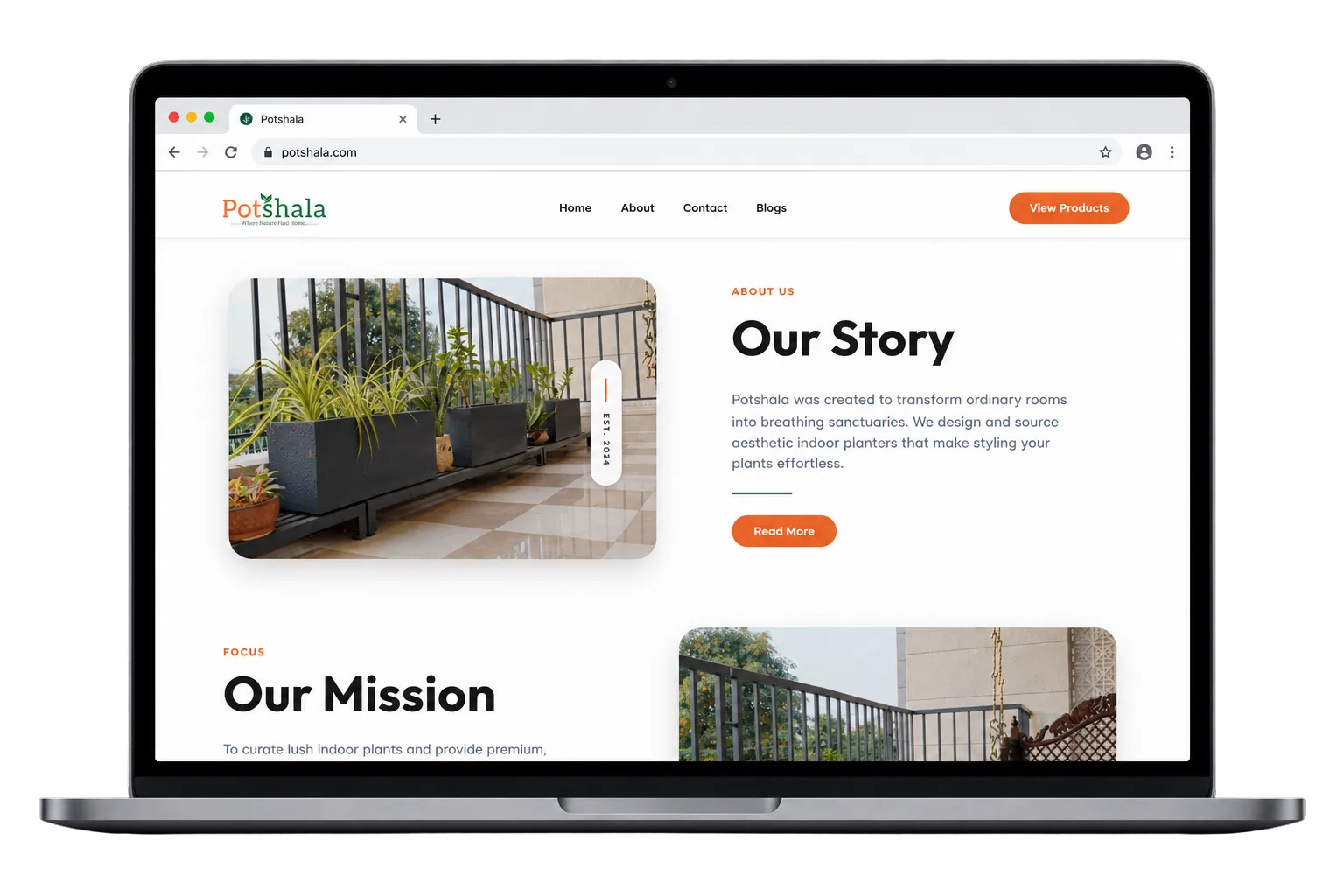 Potshala Website - Our Story and Handcrafted Planters About Section